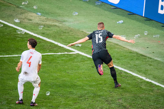 Mario Pasalic  of Croatia celebrates scoring 3-3
