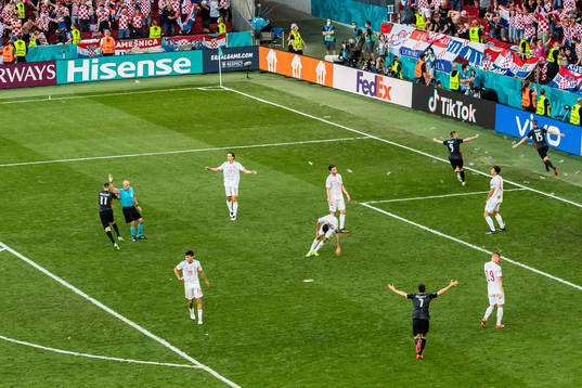 Mario Pasalic  of Croatia celebrates scoring 3-3