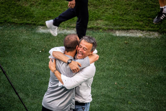 Luis Enrique, head coach of Spain celebrates