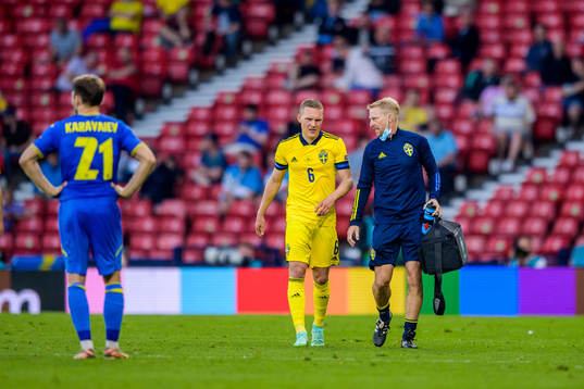 Ludwig Augustinsson of Sweden in pain