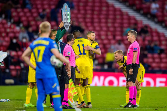Alexander Isak and Marcus Berg of Sweden