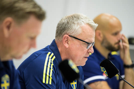 Head coach Janne Andersson of the Swedish national football team at a press conference