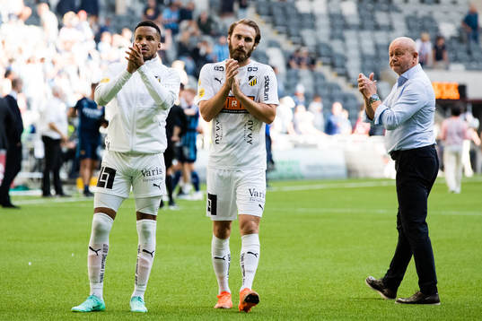 Häckens Martin Olsson, Oskar Sverrisson och tränare Per-Mathias Högmo