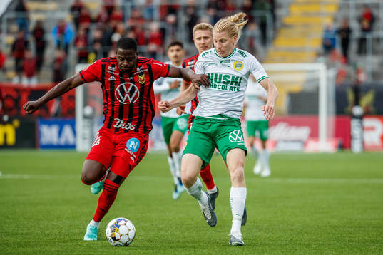 Östersunds Isak Ssewankambo och Hammarbys Gustav Ludwigson