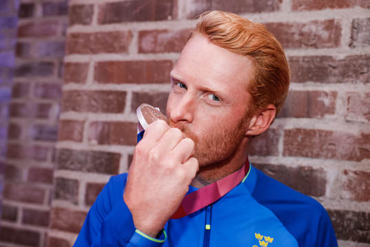 Fredrik Bergström of Sweden at a press meet