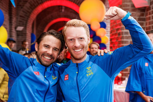 Anton Dahlberg and Fredrik Bergström of Sweden at a press