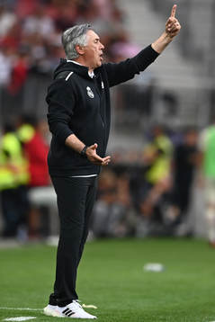  Carlo Ancelotti coach of Real Madrid during a friendly game between Real Madrid and Milan on August 8, 2021 in Klagenfurt.
