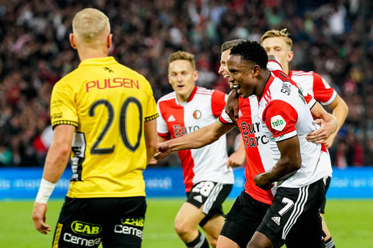 Luis Sinisterra of Feyenoord celebrates