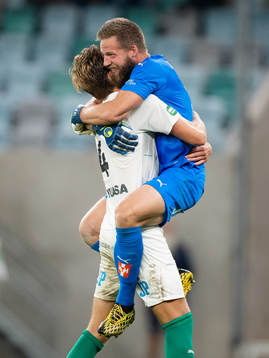 Jönköpings Marcus Degerlund och målvakt Frank Pettersson