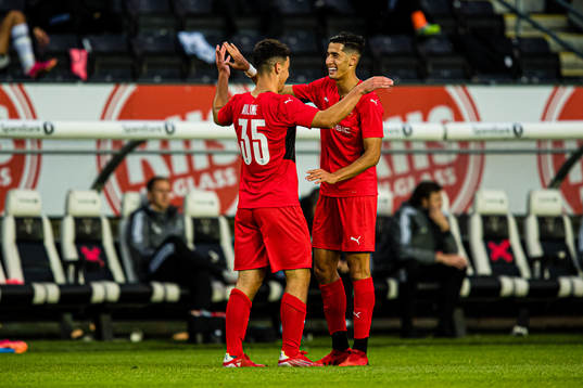 Matthis Abline of Rennes and Andre Hansen of Rosenborg