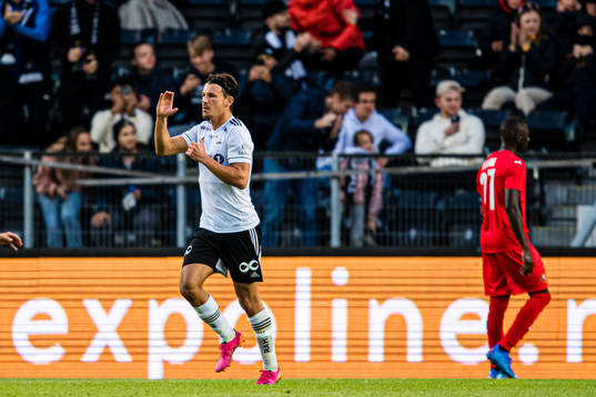 Stefano Vecchia of Rosenborg celebrates after scoring the 1-2 goal