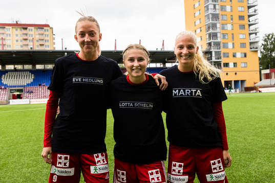 Piteås Cajsa Hedlund, Hanna Andersson och Astrid Larsson ställer upp för ett porträtt