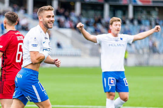 IFK Norrköpings Christoffer Nyman och Alexander Fransson jublar efter 1-0