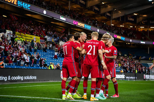 Erling Braut Haaland of Norway celebrates 1-0
