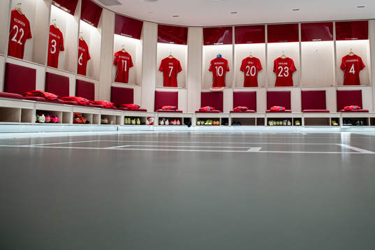 The kits of Marcus Holmgren Pedersen, Kristoffer Ajer, Ruben Gabrielsen, Mohamed Elyounoussi, Joshua King, Erling Braut Haaland and Stefan Strandberg of Norway in the dressing room ahead of the FIFA World Cup Qualifier football match between Norway and Netherlands on September 1, 2021 in Oslo. 