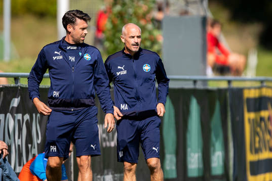 Vejbys assisterande tränare Peter Haarala och tränare Magnus Arvidsson