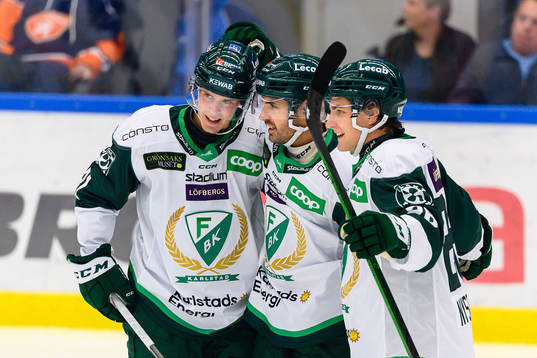 Färjestads Carl Jakobsson, Martin Johansson och Joel