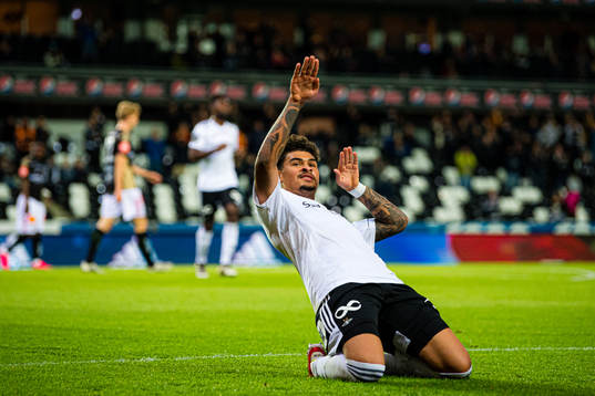 Noah Jean Holm of Rosenborg celebrates after scoring the 1-0 goal