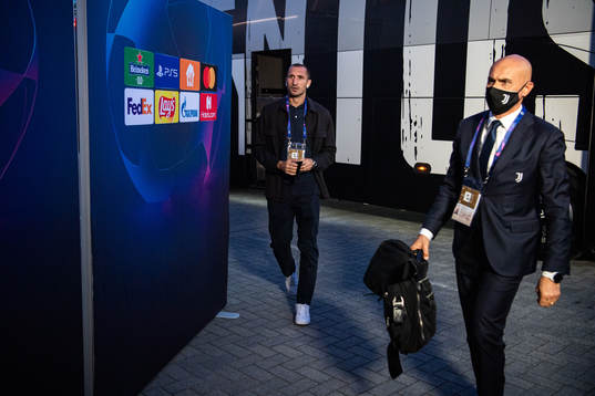 Giorgio Chiellini of Juventus arrive ahead of the UEFA Champions League football match between Malmö FF and Juventus on September 14, 2021 in Malmö. 