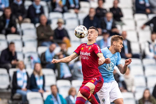 Djurgårdens Haris Radetinac och Malmö FFs Felix Beijmo