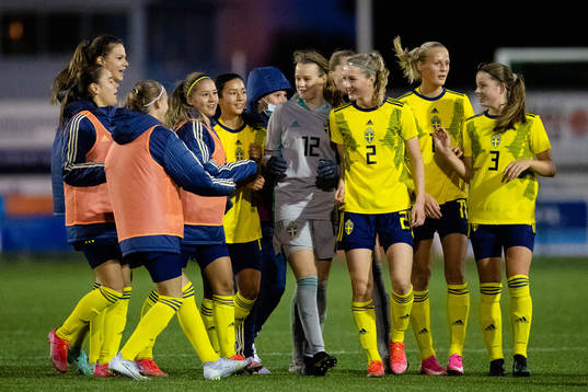 Sveriges spelare jublar tillsammans