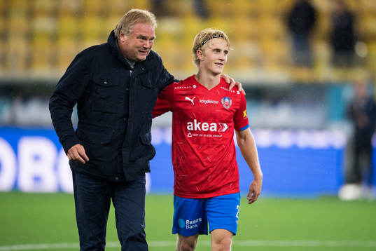 Helsingborgs tränare Jörgen Lennartsson och Victor Blixt