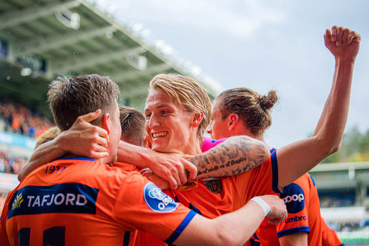 Erlend Segberg of Aalesund celebrates after scoring the 1-0 goal