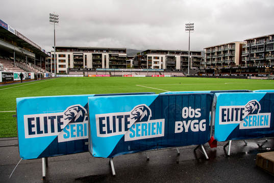 General view of Consto Arena ahead of the Eliteserien football match between Mjøndalen and Brann on October 3, 2021 in Mjøndalen. 