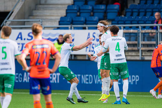 Jonas Enkerud of HamKam celebrates after scoring the 1-1 goal
