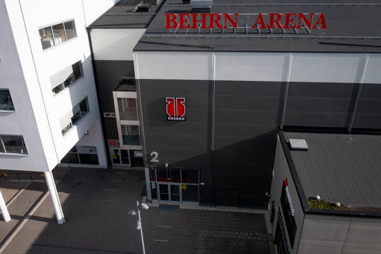 Drönarvy på Behrn Arena