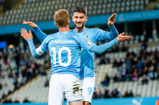 Malmö FFs Antonio Colak och Anders Christiansen jublar