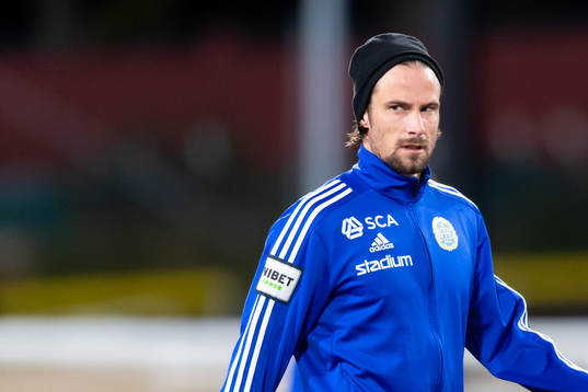 Sundsvalls Linus Hallenius innan fotbollsmatchen i Superettan mellan Jönköpings Södra och GIF Sundsvall den 14 oktober 2021 i Jönköping. 