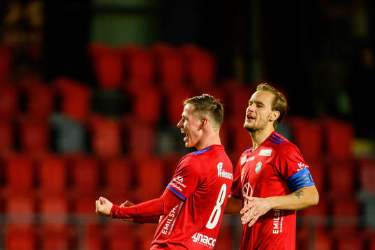 Östers Alex Thor Hauksson jublar efter 3-2