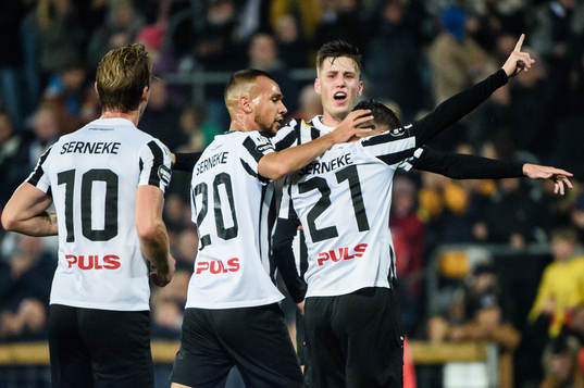 Landskronas Kevin Jensen jublar efter 1-0