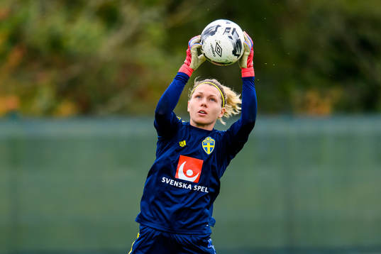 Goalkeeper Jennifer Falk of the Swedish women's national