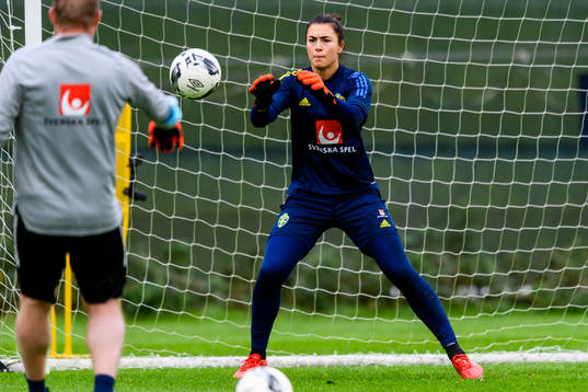 Goalkeeper Zecira Musovic of the Swedish women's national