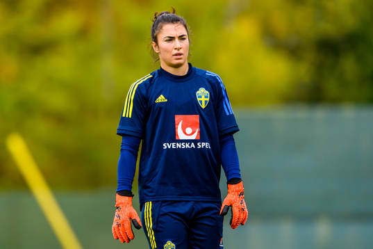 Goalkeeper Zecira Musovic of the Swedish women's national