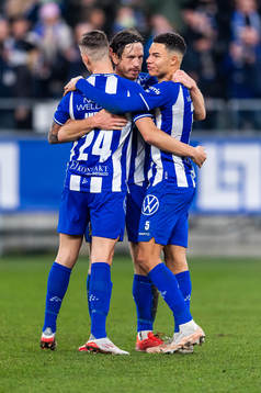 IFK Göteborgs Filip Ambroz, Gustav Svensson och Alexander Jallow jublar