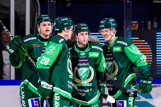 Färjestads Adam Ginning, Mattias Göransson, Per Åslund