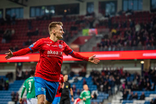 Helsingborgs Rasmus Karjalainen jublar efter 3-0