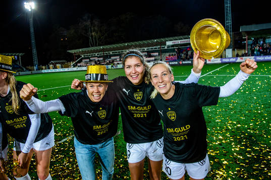 Rosengårds spelare jublar och firar SM-guldet