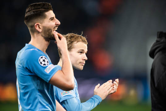 Antonio Colak and Oscar Lewicki of Malmö FF