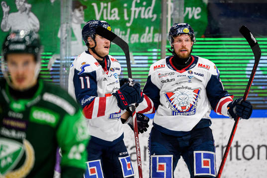 Linköpings Henrik Törnqvist och Alexander Johansson jublar
