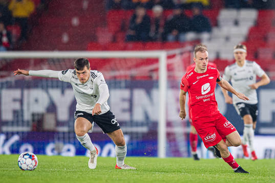 Pavle Vagic of Rosenborg and Petter Dahle Strand of Brann