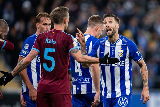 Malmö FFs Sören Rieks och IFK Göteborgs Mattias Bjärsmyr