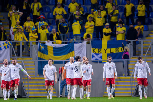 Khvicha Kvaratskhelia of Georgia celebrates the 2-0 goal