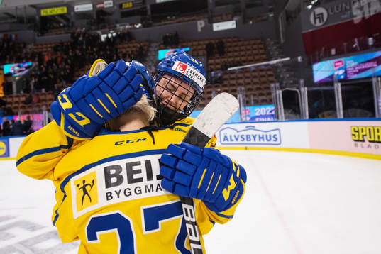 Michelle Löwenhielm and Emma Nordin of Sweden celebrate