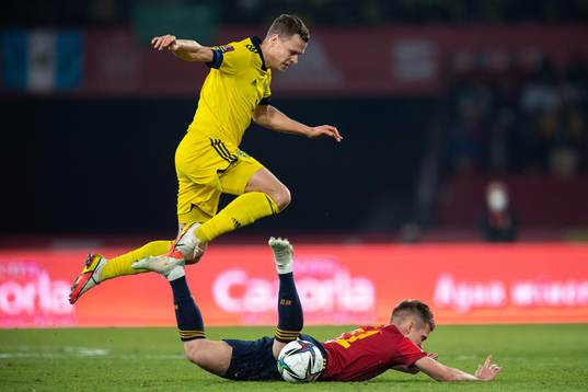 Viktor Claesson of Sweden and Dani Olmo of Spain