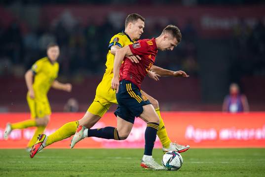 Viktor Claesson of Sweden and Dani Olmo of Spain
