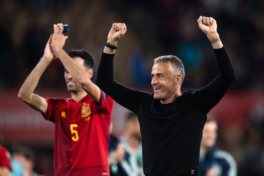 Head coach Luis Enrique of Spain celebrates